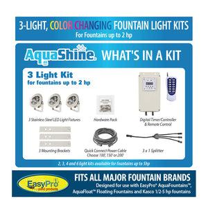 EasyPro: RGB3- Aqua Shine Three Light Color Changing LED Fountain kit