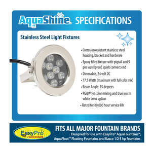 EasyPro: RGB3- Aqua Shine Three Light Color Changing LED Fountain kit