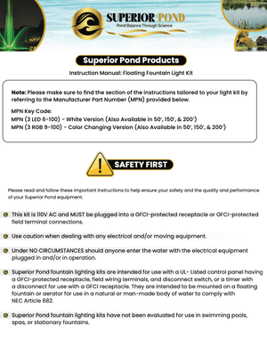 Superior Pond: WHITE LED Fountain Lights | 3LED6-100 | 3 - Fixture | 6-Watts Per Fixture | White LED Fountain Light Kit | 100ft Cord