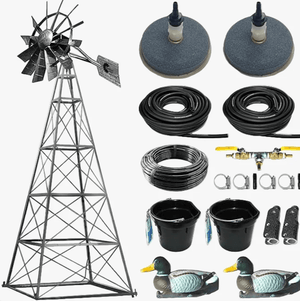 Outdoor Water Solutions: Steel Windmill Pond Aerator / 4-Leg Tower / Deluxe Kit