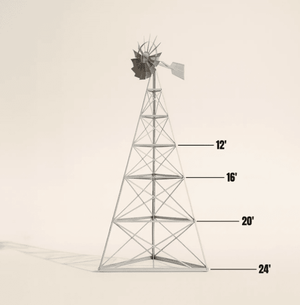Outdoor Water Solutions: Steel Windmill Pond Aerator / 4-Leg Tower / Deluxe Kit