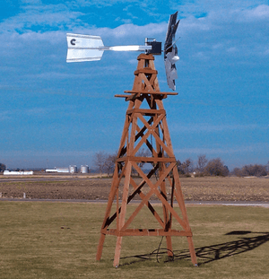 Outdoor Water Solutions: Wood Windmill Pond Aerator 4-Leg Tower / Deluxe kit