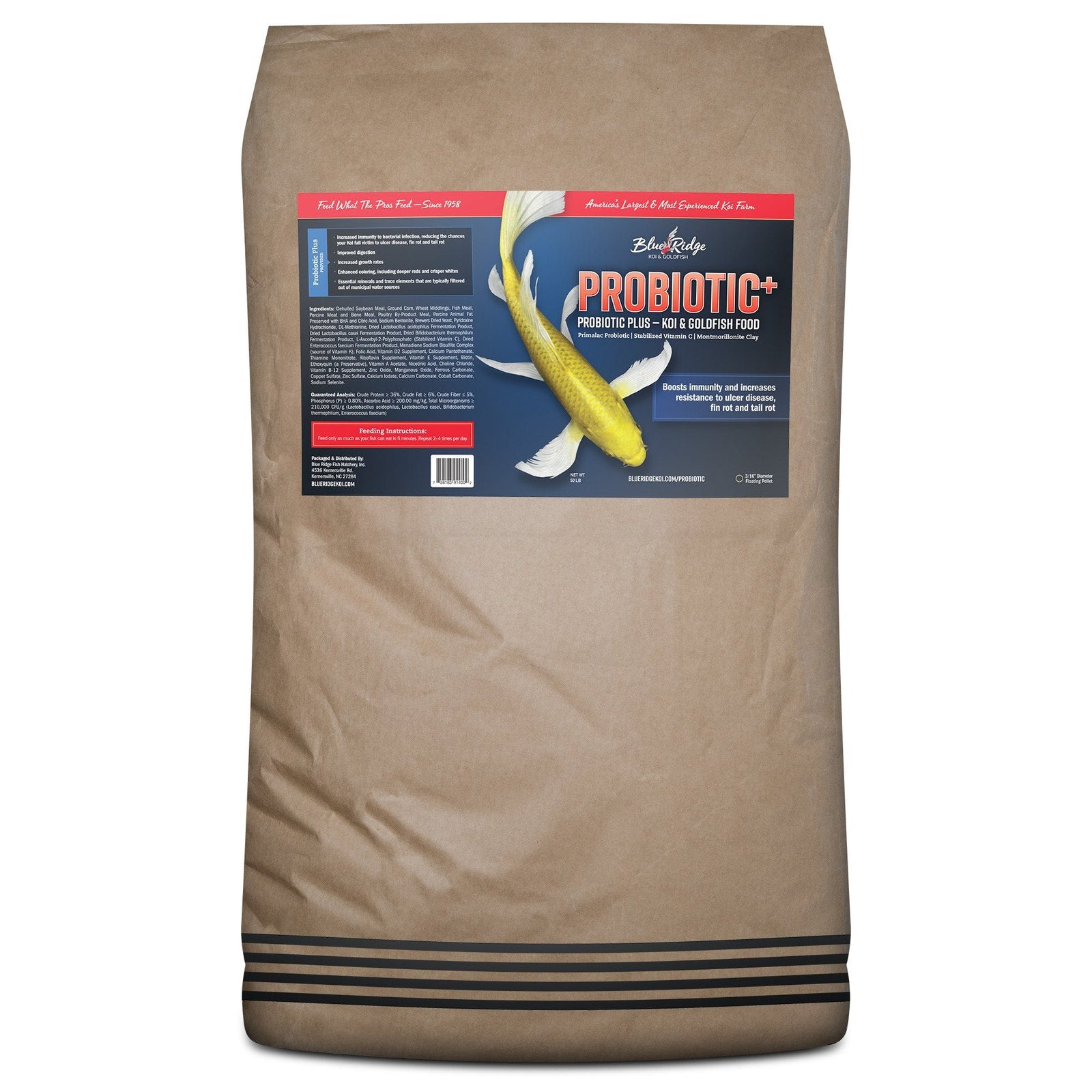 Blue Ridge Koi: Probiotic Plus Food 50 Pound Bag