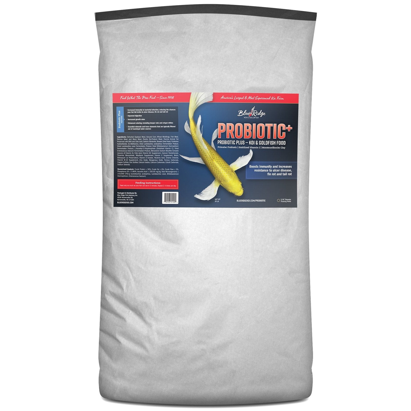 Blue Ridge Koi: Probiotic Plus Food 25 Pound Bag