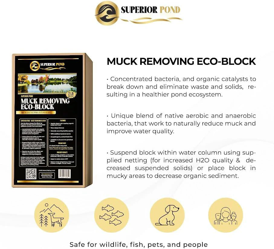 Superior Pond: Eco-Block - Lake & Pond Muck Block | 2LBS | 5LBS
