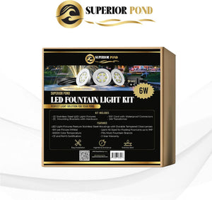 Superior Pond: WHITE LED Fountain Lights | 3LED6-100 | 3 - Fixture | 6-Watts Per Fixture | White LED Fountain Light Kit | 100ft Cord