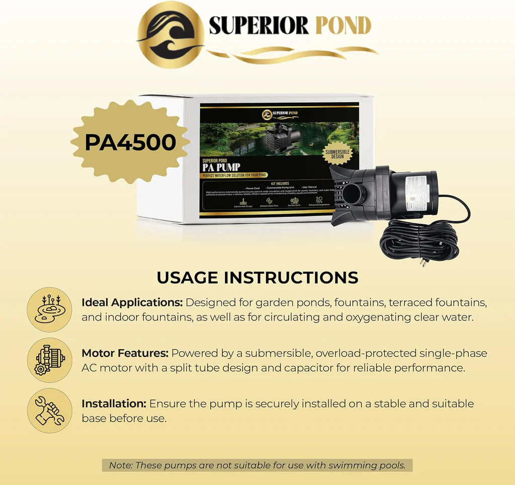 Superior Pond: Asynchronous Pond Pump - 33 Foot Cord