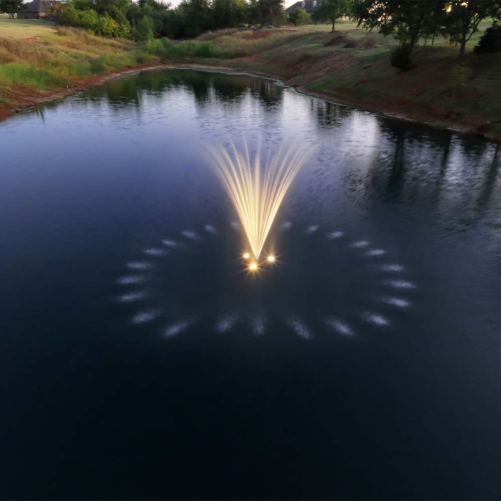 PondSelect: Eco Series 1/2 HP Pond Fountain, 4 Spray Patterns – 115V