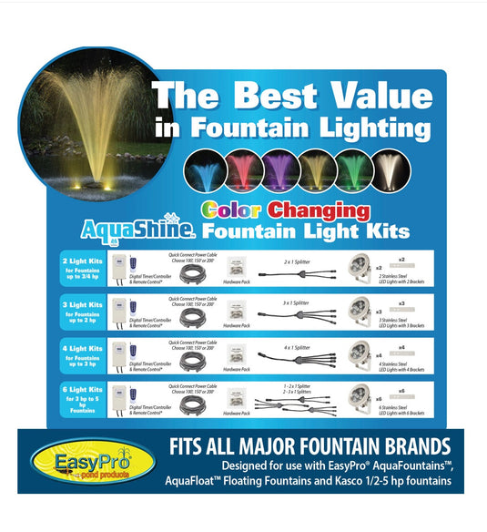 EasyPro: RGB3- Aqua Shine Three Light Color Changing LED Fountain kit