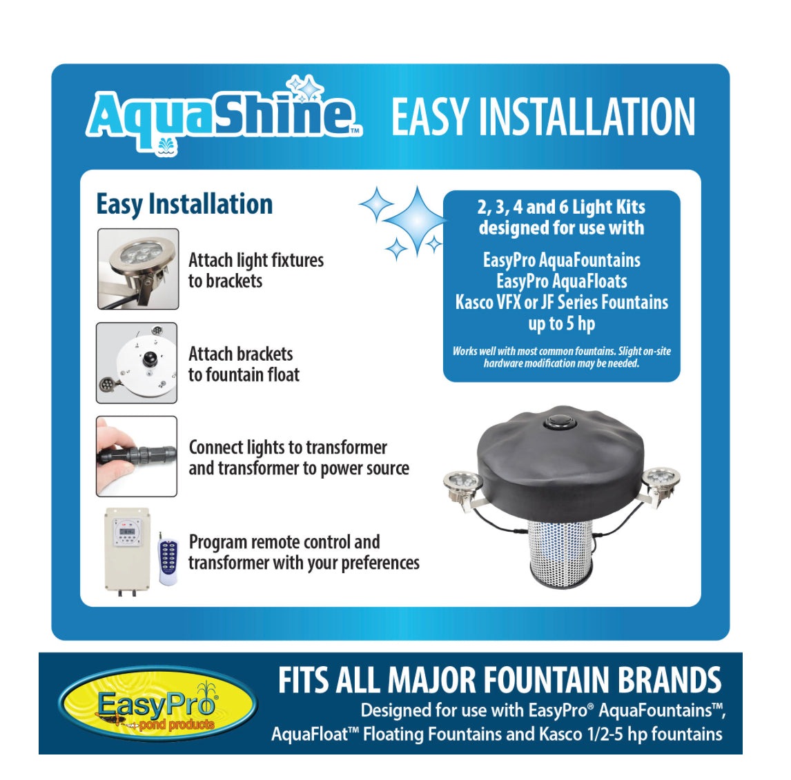 EasyPro: RGB3- Aqua Shine Three Light Color Changing LED Fountain kit