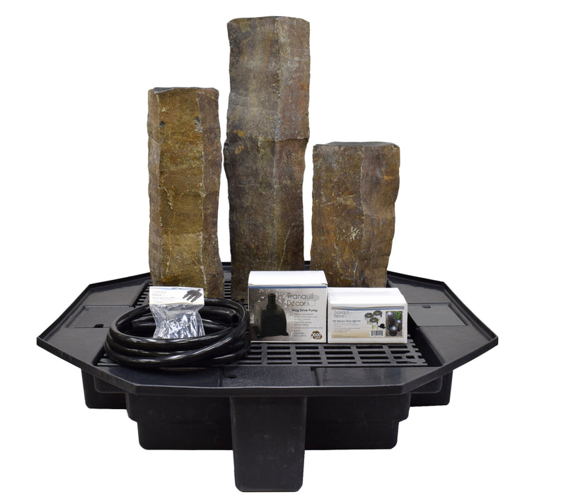 Load image into Gallery viewer, EasyPro: Tranquil Décor Polished Top Real Basalt Three Pack Complete Kit- 20&quot;, 27&quot;, 35&quot;
