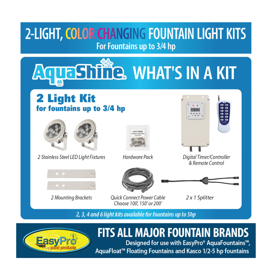 EasyPro: RGB2- Aqua Shine Two Light Color Changing LED Fountain kit