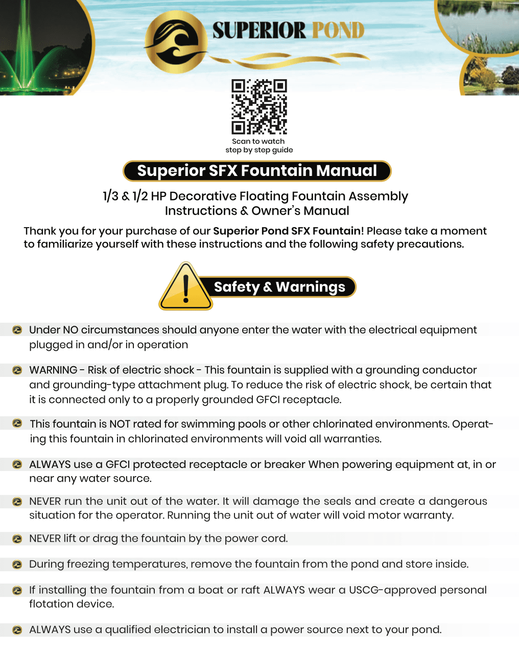 Superior Pond: SFX Floating Fountain - 100 Foot Cord